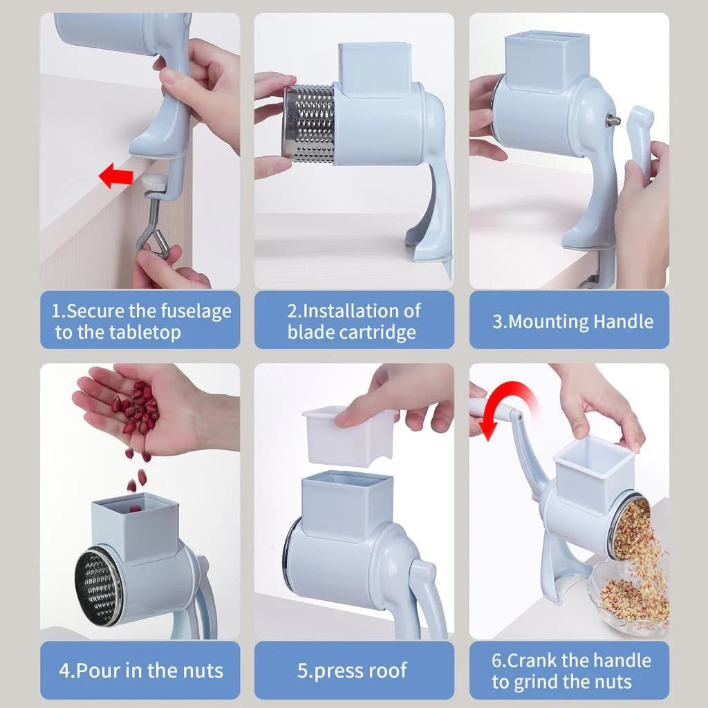 5-in-1 Manual Drum Grater